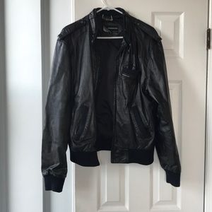 Black Leather Members Only Jacket - size 42